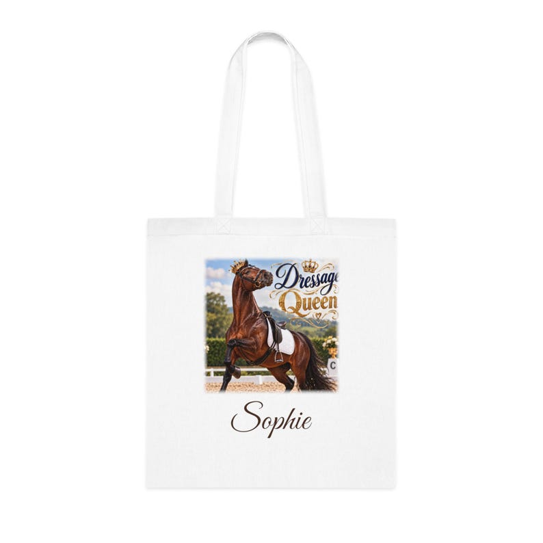 Personalised Dressage Queen Tote Bag, Custom Rider Name Show Bag, Dressage Rider Gift, Equestrian Bag, Horse Show Gift image 1