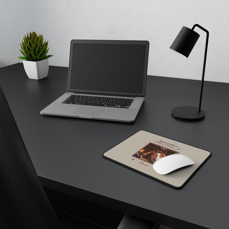 Personalised Horse Photo Mouse Mat, Custom Horse Name Mouse Pad, Home Is Where My Horse Is, Equestrian Desk Gift, Horse Owner Gift image 5