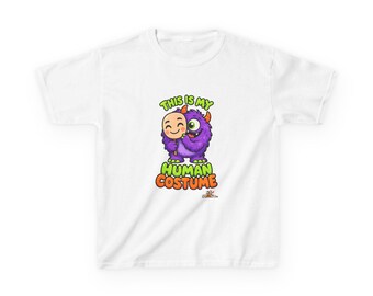 This Is My Human Costume Kids Halloween T-Shirt, Cute Monster Kids Tee, Easy Halloween Costume Top for Boys and Girls