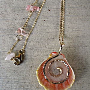Sunrise Shell Necklace, Sunrise Shell Pendant, Sunrise Shell Jewelry, Hawaii Shell Necklace, Shell Pendant, Seashell Jewelry, Yellow Shell image 2
