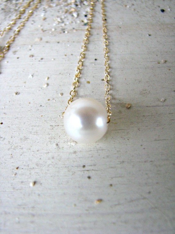Buy Small Floating Pearl Necklace on 14/20 Gold Fill, Sterling Silver, or  14/20 Rose Gold Fill Chain Online in India - Etsy