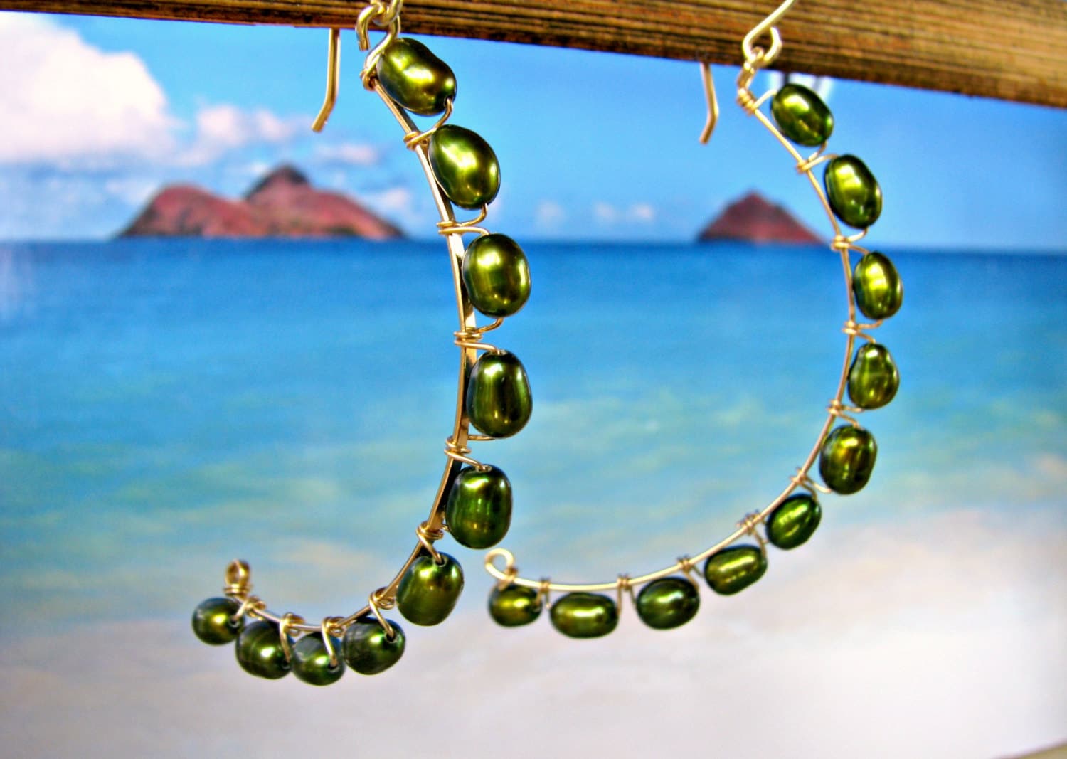 Belize Pearl Hoop, Gold Plated
