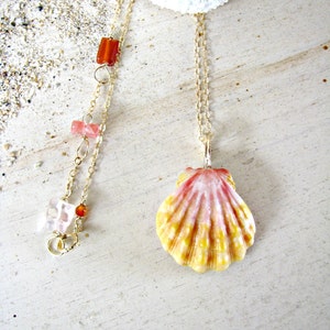 Sunrise Shell Necklace, Sunrise Shell Pendant, Sunrise Shell Jewelry, Hawaii Shell Necklace, Shell Pendant, Seashell Jewelry, Yellow Shell image 5