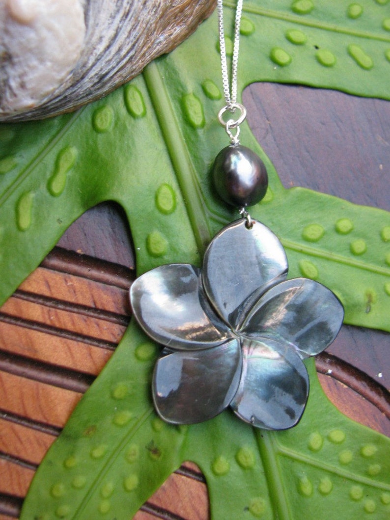 Plumeria Necklace Mother of Pearl Plumeria Hawaii Flower Etsy