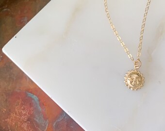 Gold Filled Sun Pendant Necklace