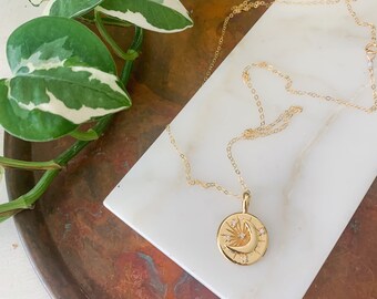 Double Sided Moon Pendant Necklace