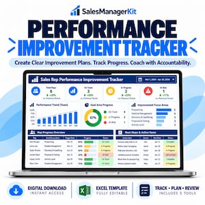 Sales Performance Improvement Plan | Employee Coaching Tracker | Manager Action Plan Excel Template
