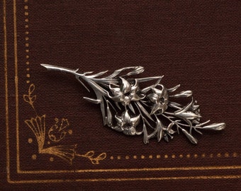 Sterling silver pewter floral pin