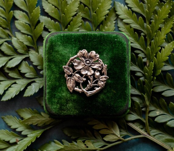 Sterling silver pewter floral pin
