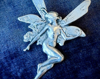 Sterling silver pewter fairy pin