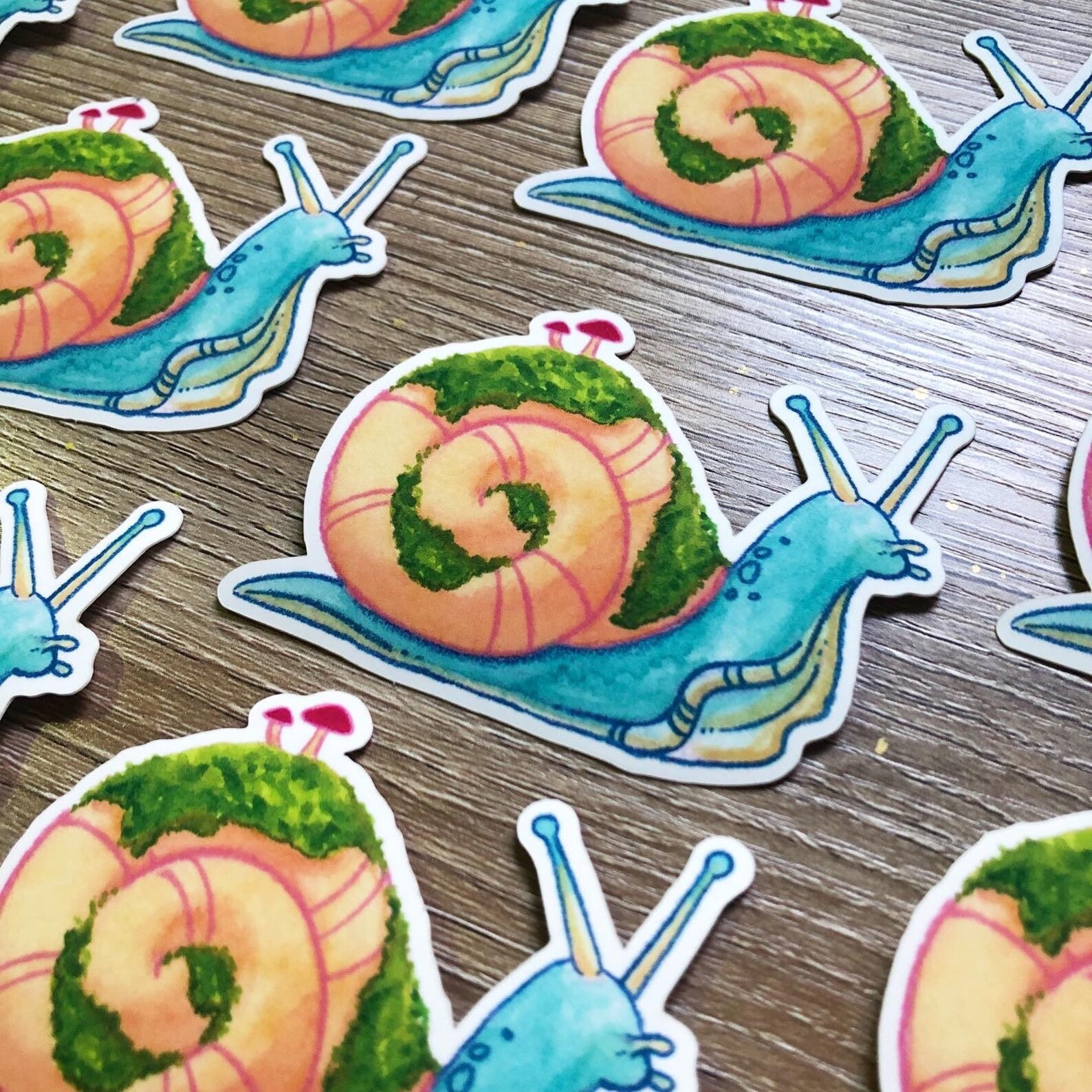 Mossy Snail Vinyl Sticker Etsy