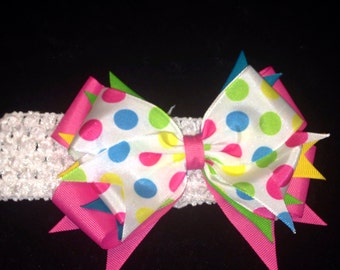 Polka Dot Easter Head Band and Bow Great for Birthdays Photo Props Parties