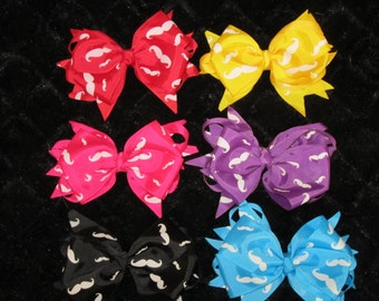 Babies and Girls 4.5" Mustache Hair Bow Great for Birthdays Photo Props Parties