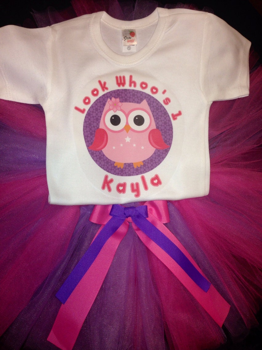 Girls Owl Birthday Tutu Set Pink and Purple Great for Birthdays, Photos & Props and Parties