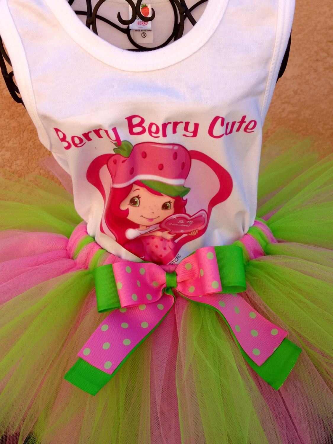 Birthday Strawberry Shortcake Pink and Lime Green Tutu Set | Etsy