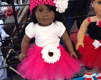 American Girl Doll Tutu Pink and White Tutu