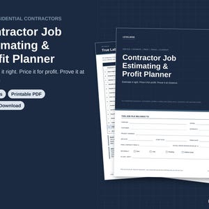 Contractor Job Estimating & Profit Planner, Printable PDF Template (18 Pages)
