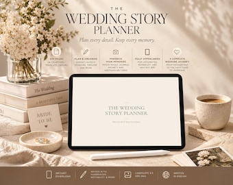 Digital Wedding Planner and Memory Journal for Goodnotes, 330 Hyperlinked Pages