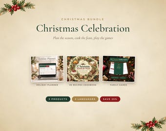 Christmas Celebration Bundle: Holiday Planner, Recipe Book, Family Games (Digital Download)
