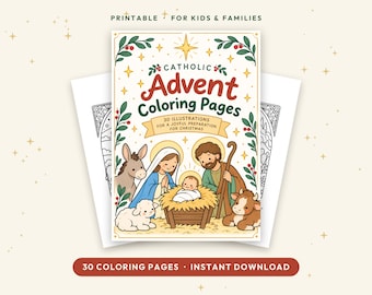 Catholic Advent Coloring Pages for Kids, 30 Printable Bible and Saints Activities