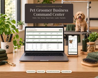 Dog Grooming Business Spreadsheet for Google Sheets, Client Tracker and Grooming Reports