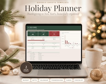 Christmas Planner for Google Sheets, Holiday Budget, Gift Tracker and Calendar