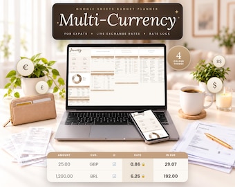 Multi-Currency Budget Spreadsheet for Google Sheets, Expat Expenses and Exchange Rate Tracker
