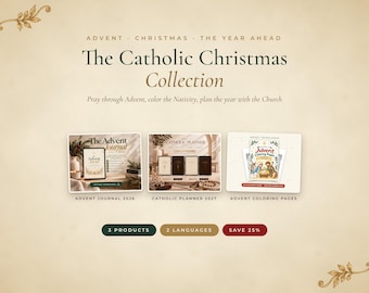 Catholic Advent Bundle, 2027 Digital Planner, 2026 Prayer Journal and Printable Coloring Pages