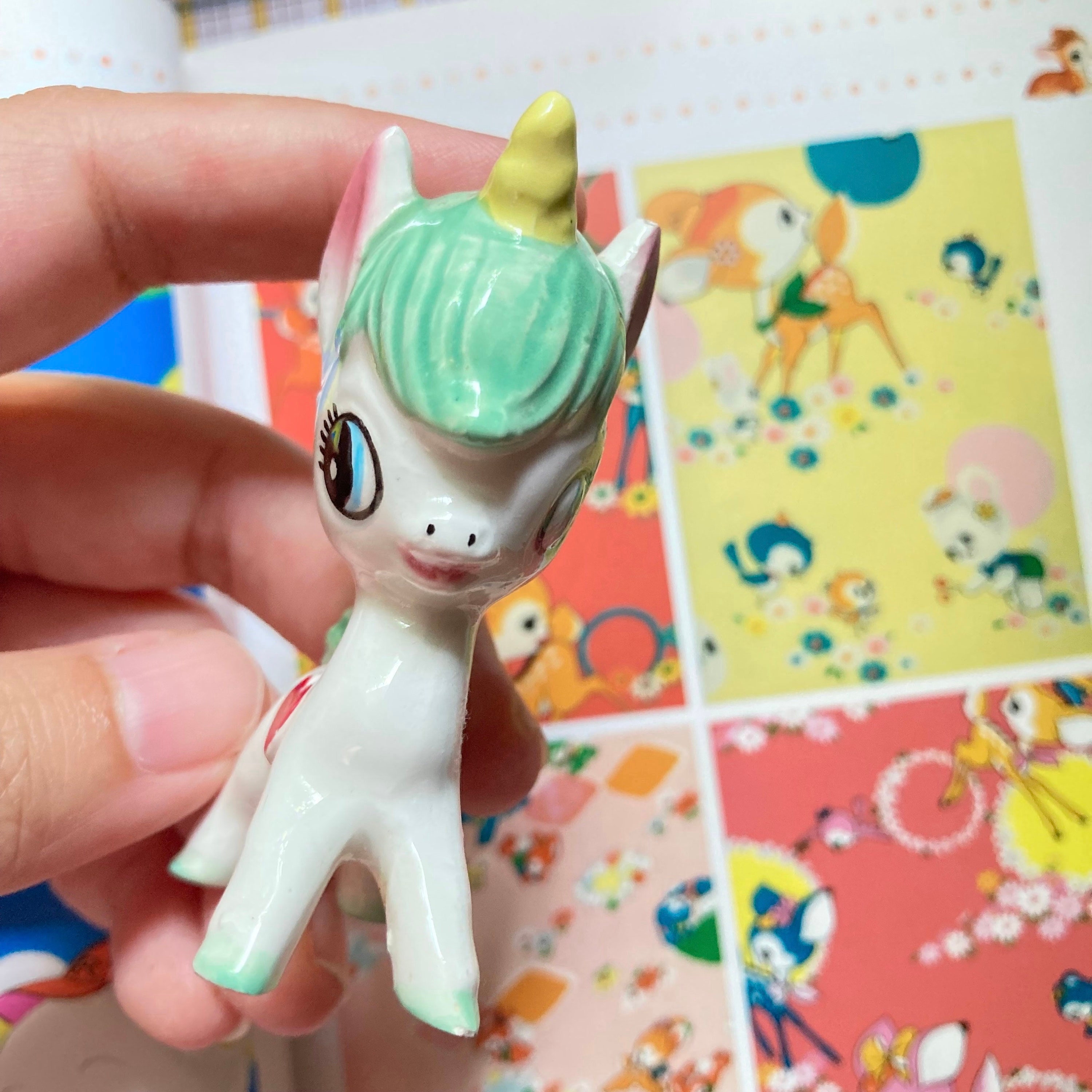 Cute Vintage Unicorn by Naito Rune Ceramic Figurine Kitschy Cute