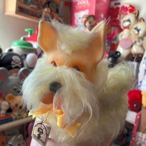 Cute Vintage KAMAR JAPAN Scottish Terrier Dog Toy furty soft vinyl doll 1970s by Sekiguchi Japan Showa era