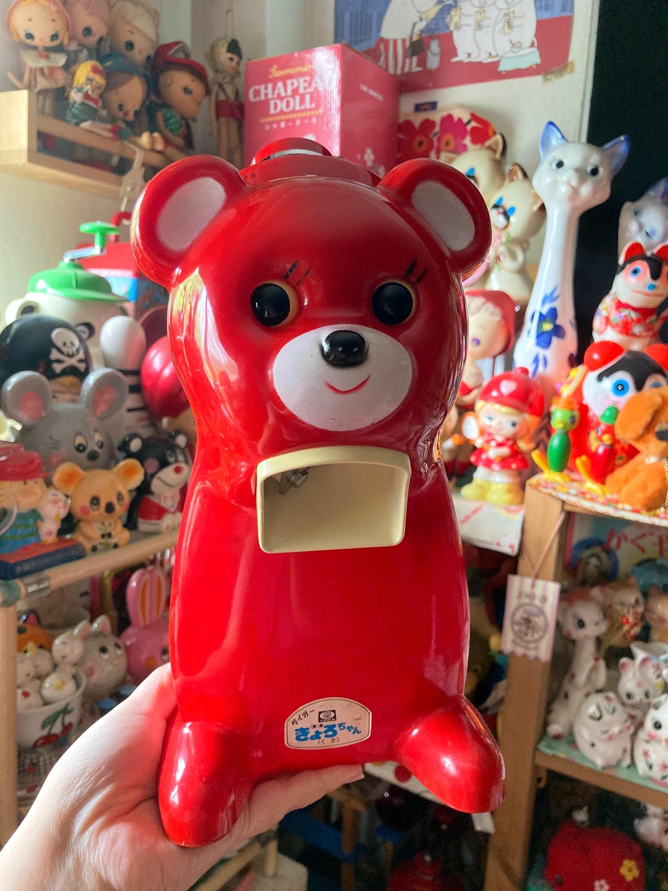 Cute Japanese Vintage Google Eyed Red Bear Ice Shaver for Kakigori