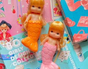 Bonita muñeca japonesa vintage retro de 1986, la hermana de la sirena Licca-chan, Miki Maki, fabricada en Japón por Takara en los años 80.