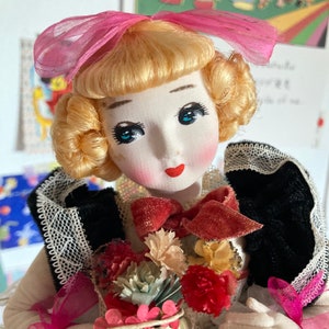 Cute vintage Mitsu Koshi Girl Pose Doll / Bradley Doll / Big Eyed doll from Japan 1950s