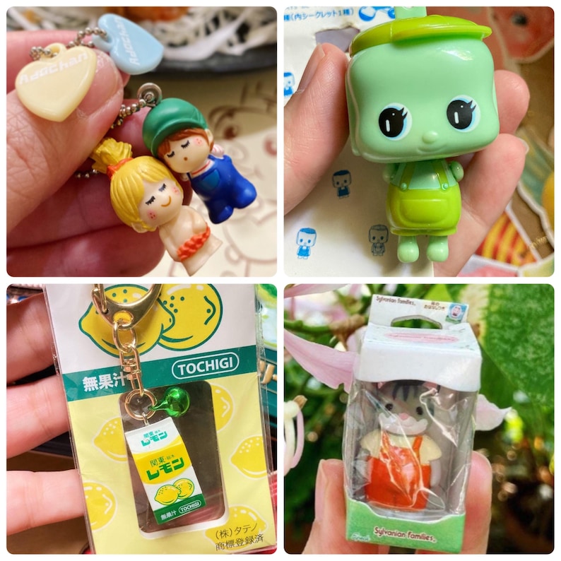 Cute retro Ado Mizumori tiny girl and boy charm or Lemon Milk strap or Miniature Sylvanian Families or Fueki from Japan : choose one image 1