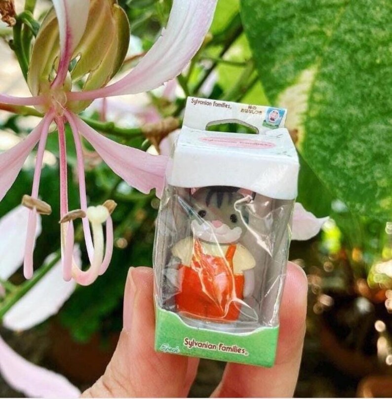 Cute retro Ado Mizumori tiny girl and boy charm or Lemon Milk strap or Miniature Sylvanian Families or Fueki from Japan : choose one MINI CAT SYLVANIAN
