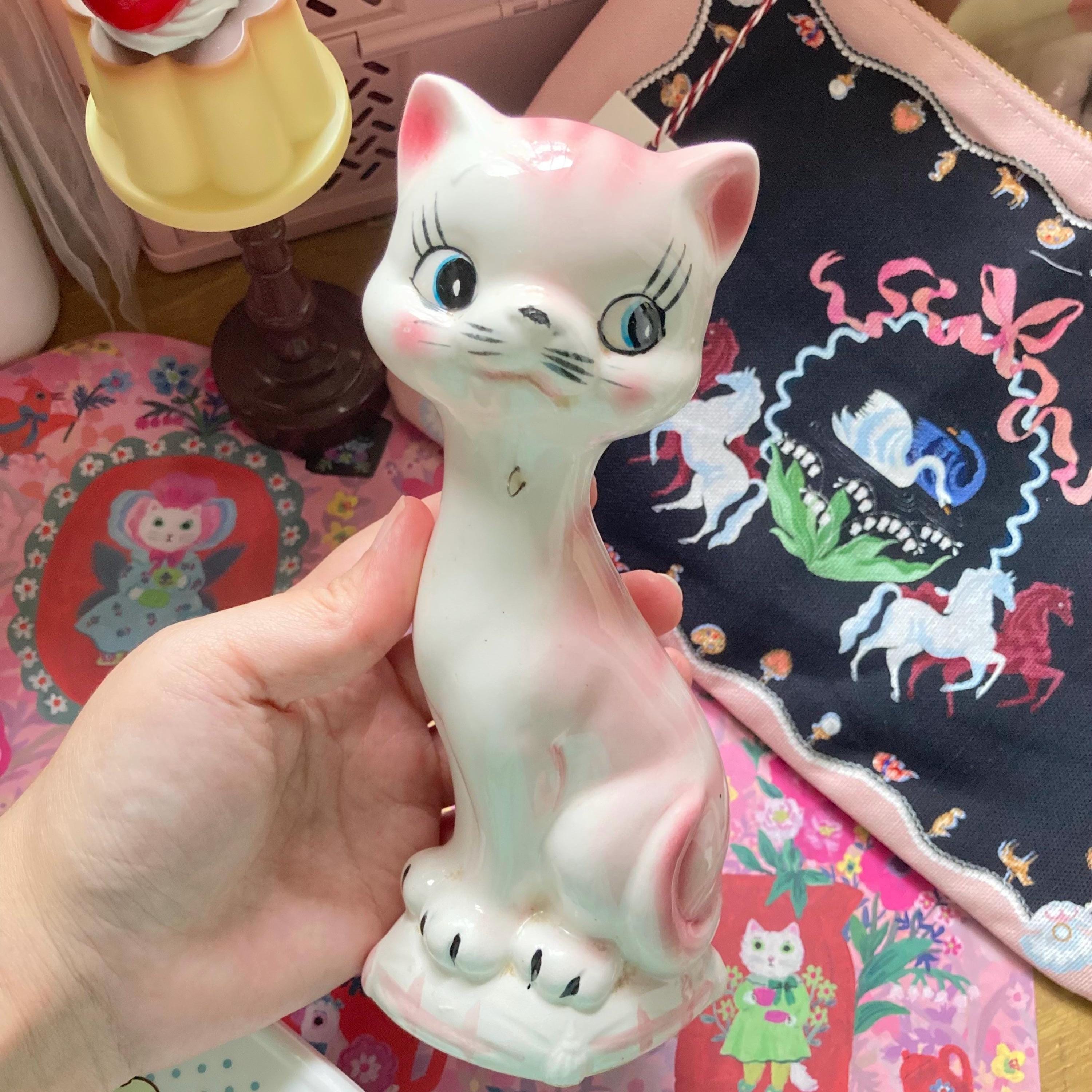 Cute Vintage 60s-70s Pink Cat OR Hanging Strawberry Kitty Cat