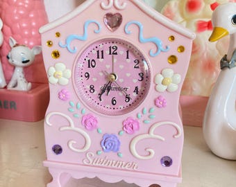Cute Swimmer Japan JP / Chocoholic pink pastel table clock fairy tale kawaii retro Harajuku Yume style from Japan