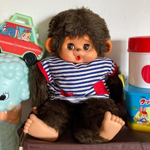 Cute big 18” vintage retro Daisuke Monchhichi Monchichi Sleep Eyes Plush toy Monkey Doll TOHO rubber face plush / soft vinyl doll from Japan