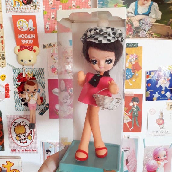Vintage Pink Mod Pose Doll / Bradley Doll / Big Eyes Stockinette