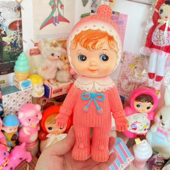Cute Japanese Original Vintage 1970s Pinky Peach Kodama Baby