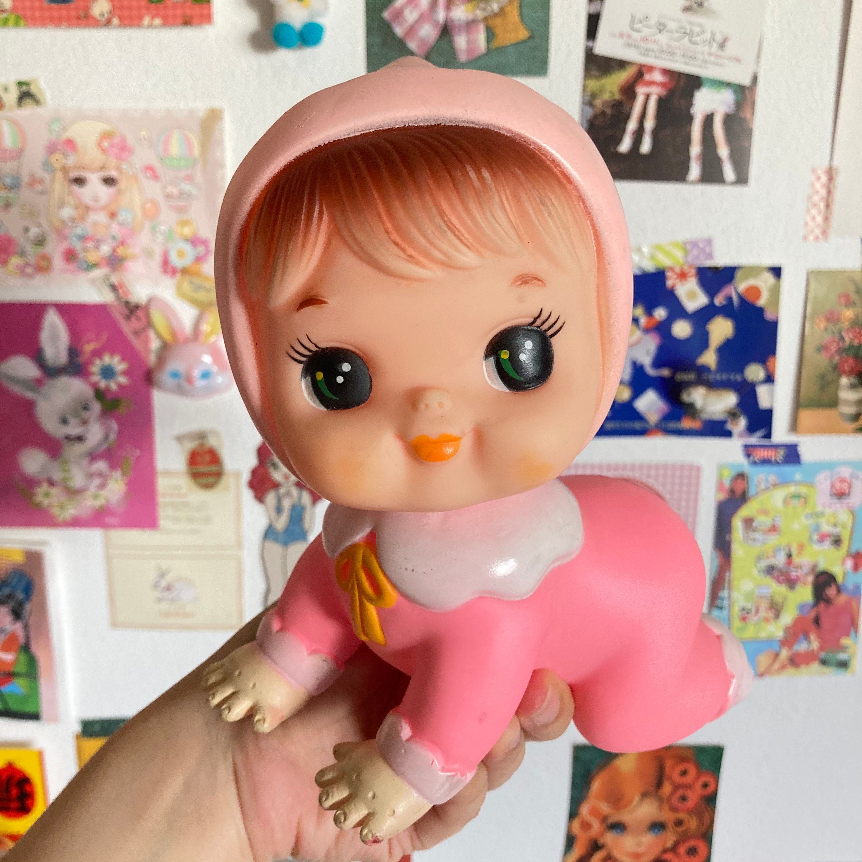 Cute retro Iwai Crawling Baby squeaky rubber doll / toy from Etsy