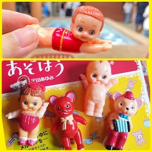 Kawaii Yujin miniature tiny retro Kewpie QP and Teddy Bear celluloid doll toy from Sekiguchi Japan