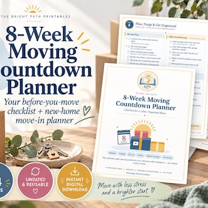 8-Week Moving Countdown Planner | Printable Checklist, Packing & Declutter Guide (Digital Download)