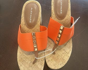 Alex Marie Cork Shoes 9.5M Orange Strap. 0009
