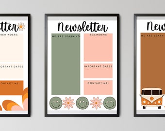 Classroom Newsletter, Groovy, Pastel, School, Editable Templates, Back to School, Teacher,Printable