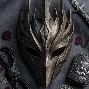 Dark Overlord Crowned Helmet Mask - Fantasy Cosplay 3D Print Model (STL)