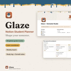Notion Student Planner Template, Semester Grade Tracker, Assignment & Exam Countdown, College Study Dashboard