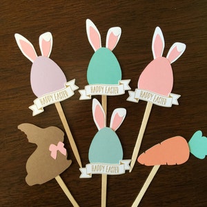 12 Easter Bunny Cupcake Toppers - Carrot - Easter Egg Cupcake Toppers - Easter Decorations