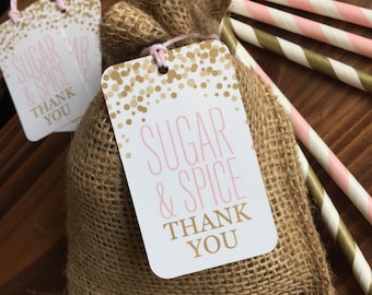 12 Sugar and Spice and Everything Nice baby shower thank you tags