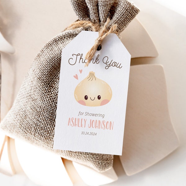 EDITABLE Little Dumpling is on the way Baby Shower Favor Thank You Gift Tag/Bao Dumpling Baby Thank you Tag/Dim Sum Baby Favor Tag 2x3.5 PDF